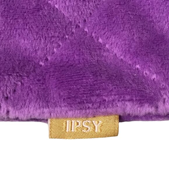 IPSY Glam Bag wristlet purple Velvet Gold Zipper - Picture 2 of 3